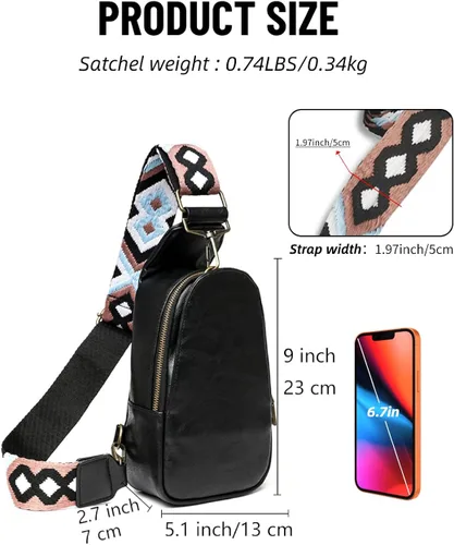 Miniatura 6 de Sling Bag for Women Fanny Pack Crossbody Bags for Women Chest Bags Cross Body Purse PU Shoulder Backpack