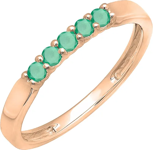 Miniatura 98 de Dazzlingrock Collection Anillo de boda redondo de 5 piedras preciosas o diamantes para mujer en oro macizo de 10 K/14 K/18 K