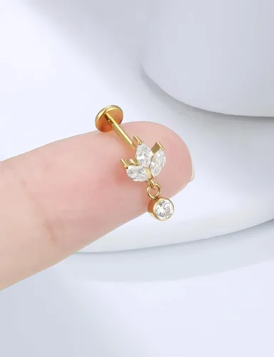 Miniatura 7 de 20G 18G 16G Astm F136 Titanio Sin Rosca Parte Trasera Plana Aretes Tragus Hélice Concha Joyería de Piercing Nariz Labio Anillos Hélice Frontal