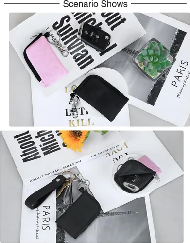 Miniatura 6 de Meiiy Funda para llavero de automóvil, llavero de automóvil, funda para llave de automóvil, bolsa pequeña con cremallera con llavero