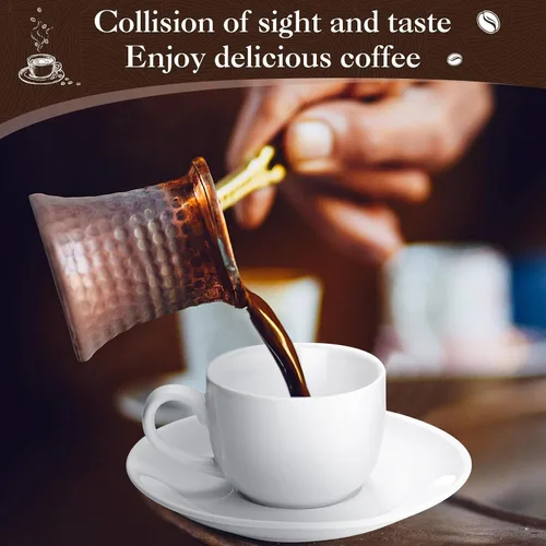 Miniatura 3 de Maxdot Juego de 12 tazas de café de porcelana de 2.7 onzas con platillos, tazas de café y platillos de cerámica blanca, taza de capuchino, taza