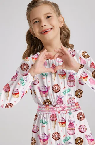 Miniatura 2 de Vestido floral con cintura fruncida para niñas, ropa de juego para la iglesia, vacaciones, vestido midi suave con bolsillos