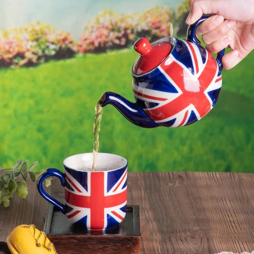 Miniatura 7 de London Pottery Tetera con infusor, cerámica, pintado a mano Union Jack Edición Limitada, 2 tazas (20.3 fl oz)