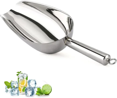 Miniatura 8 de Cuchara de hielo de metal para congelador, pequeña cuchara de hielo para máquina de hielo, cuchara de hielo de acero inoxidable de 6 onzas, cuchara
