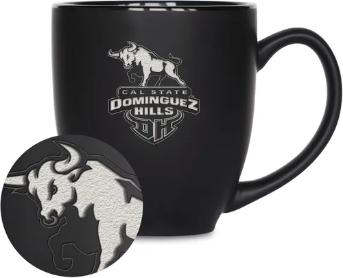 Miniatura 219 de Rico Industries - Taza de cerámica mate negra con grabado láser estándar de 15oz para NCAA (escuelas T & U) - Para bebidas calientes o frías