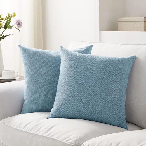 Miniatura 25 de Meekio - Juego de 2 fundas de almohada de color salvia oscura de 22 x 22 pulgadas, fundas de almohada decorativas de lino con estilo bohemio