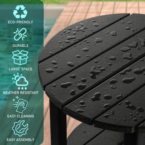 Miniatura 7 de FUNBERRY Mesa auxiliar Adirondack para exteriores, mesas auxiliares de patio de 2 niveles, HDPE para todo tipo de clima para exteriores