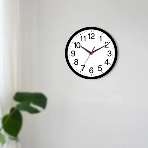 Miniatura 4 de Rohioue Reloj de pared moderno de 8 pulgadas, funciona con pilas, silencioso, sin tictac, pequeño reloj analógico para sala de estar, oficina, Negro
