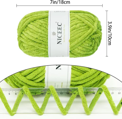 Miniatura 2 de NICEEC 3 Skeins - Hilo de felpilla suave para ganchillo y tejido, total de 10.6 onzas, color verde primavera