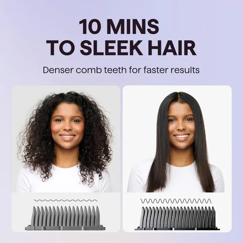 Miniatura 3 de Cepillo alisador de pelo Wavytalk, cepillo alisador iónico Sleek Sweep, peine alisador de cerámica antiquemaduras con pantalla LED para cabello Oro