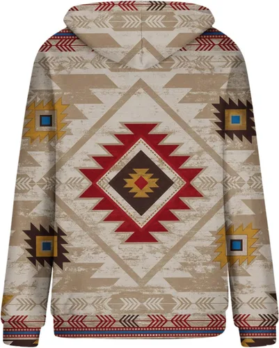 Miniatura 37 de Sudaderas con capucha azteca occidental para mujer, sudaderas de manga larga con gráficos vintage, camisetas de vaquera, ropa 2023