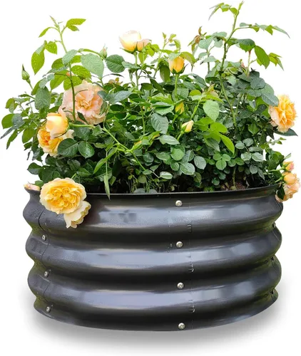 Miniatura 22 de GARDMAX 2x2x1FT Galvanized Round Raised Garden Bed Kit, Metal Planter Boxes Outdoor with Easy Assembly, Large Garden Bed for Vegetables, Fruits