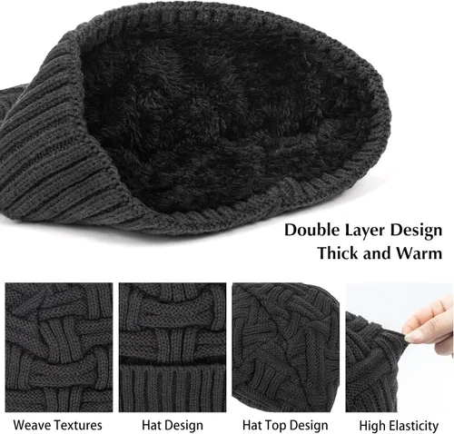 Miniatura 2 de Loritta Gorro de invierno cálido de punto grueso y holgado para hombre