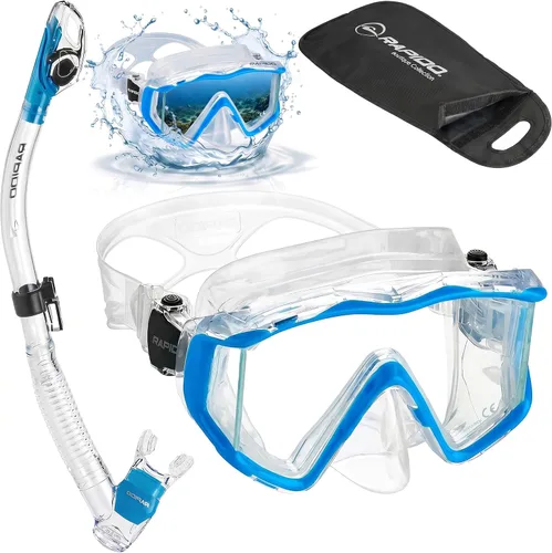 Miniatura 8 de Phantom Aquatics Rapido Clareza Máscara de Tres Lentes y Snorkel Combo