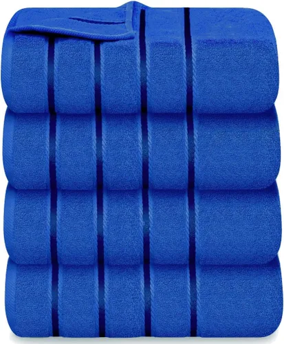 Miniatura 20 de Juego de 4 toallas de mano de lujo para baño, 100% algodón hilado en anillo de 600 GSM, suaves y absorbentes, rayas de viscosa, 16 x 28 pulgadas