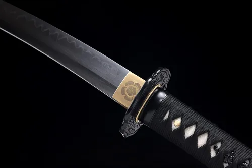Miniatura 7 de Tanto Sword - Espada corta hecha a mano de arcilla katana templada de acero T10 real Hamon espada samurái de espiga completa afilada