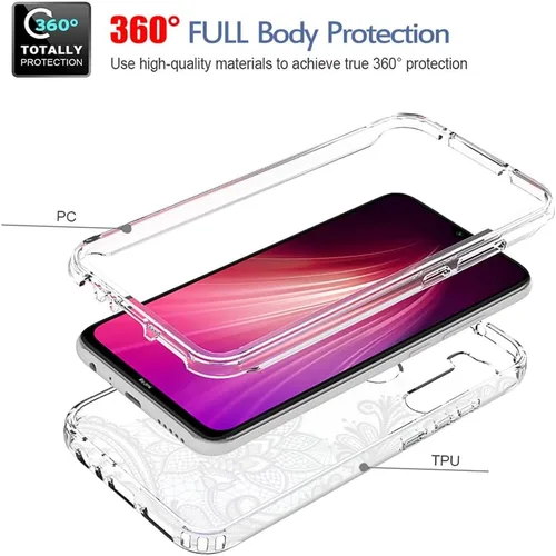 Miniatura 3 de Funda para Redmi Note 8 (2019/2021) M1908C3JH M1908C3JGG con protector de pantalla de vidrio templado, funda protectora de cuerpo completo con Flor