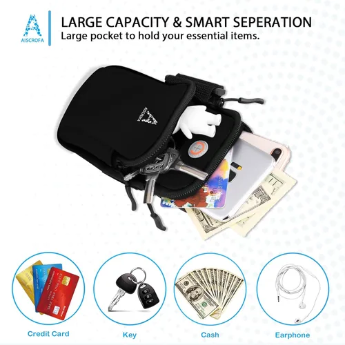 Miniatura 3 de Brazalete deportivo, gimnasio para correr, bolsa universal para teléfono inteligente con orificio para auriculares, bolsillos multifuncionales