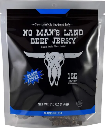 Miniatura 9 de No Mans Land Beef Jerky - Pimienta negra Tiras de carne seca secadas lentamente, ahumadas y sazonadas Bocadillo de carne de res alto