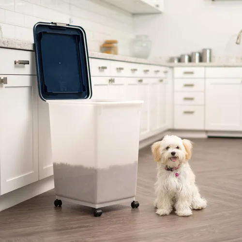 Miniatura 8 de IRIS USA - Recipiente hermético de 50 libras/69 cuartos de galón. IRIS USA WeatherPro - Contenedor hermético para alimentos para mascotas, con Azul