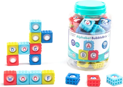 Educational Insights Alphabet BubbleBrix - Juguetes sensoriales de aprendizaje del alfabeto, manipuladores de alfabetización para preescolares,