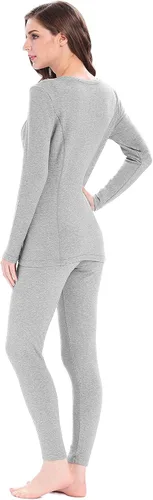 Miniatura 2 de Femofit Conjunto de ropa interior térmica para mujer, parte superior suave, capa base cálida, tallas S-XL, Negro