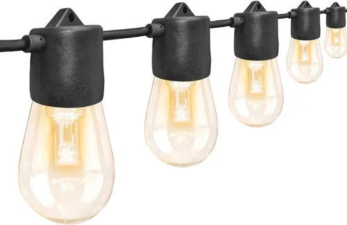 Miniatura 10 de GANA - Tira de luces LED de bajo voltaje de 12V y seguras para exteriores, 32 pies, 10 bombillas inastillables, 2200K, luz blanca cálida