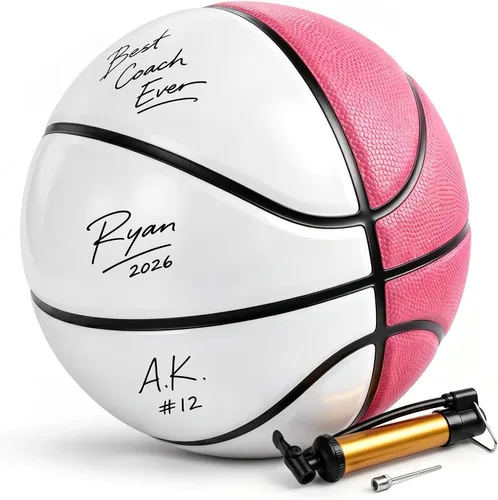 Miniatura 16 de Hiboom Autograph - Baloncesto firmado con bomba de aire, memorabilia, para premio, trofeo, banquete, senior, noche, hitos nocturnos, entrenador