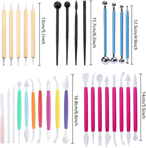 Miniatura 2 de Kit de herramientas de escultura de mano para modelado de pasteles de fondant, 31 piezas para decoración de pasteles de galletas, escultura