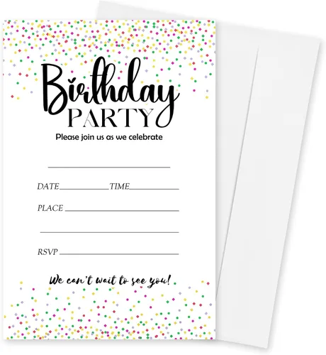 Miniatura 7 de Invitaciones de cumpleaños para niña, 20 invitaciones temáticas de lentejuelas con purpurina de doble cara con sobres para niña, recuerdo de fiesta
