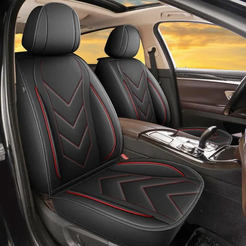 Fundas para Asientos Delanteros de Coche Compatibles con Nissan Juke 2011-2017, Fundas de Asiento Personalizadas de 2 Piezas de Piel Sintética con