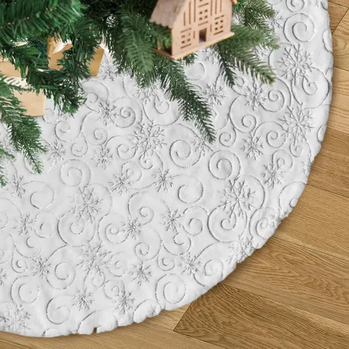 Miniatura 6 de Falda de árbol de Navidad de felpa negra de 24 pulgadas, pequeña, de piel sintética gruesa, lujosa decoración navideña para Año Nuevo, decoración