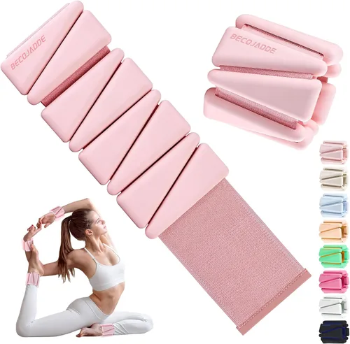 Miniatura 23 de BECOJADDE Pesas de Tobillo para Mujeres Pesas de Muñeca Juego de 2 (1 lb/2 lbs Cada Una) Peso Ajustable para Brazo y Pierna para Mujeres y Hombres