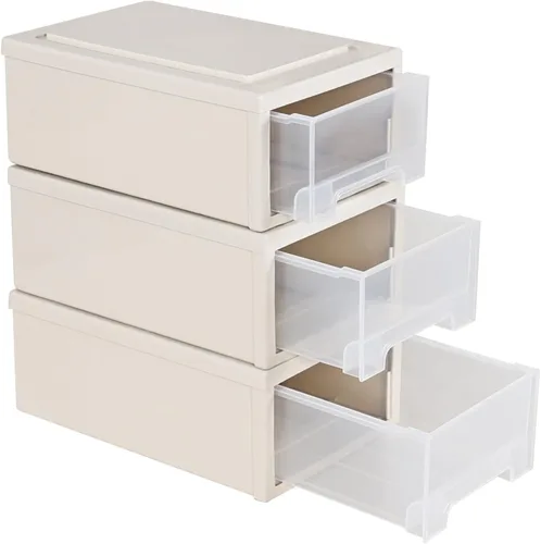 Cajonera apilable de plástico de 6 cuartos de galón, 3 paquetes
