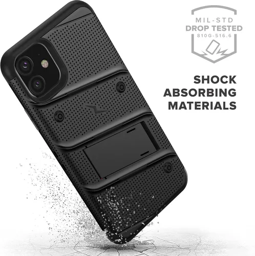 Miniatura 4 de Zizo Bolt Cover - Funda para iPhone 11 con grado militar, protector de pantalla de cristal, función atril y funda (color negro)