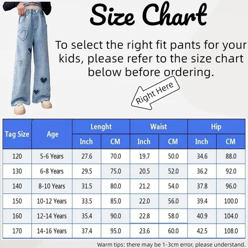 Miniatura 7 de Pantalones de mezclilla holgados para niñas y niñas, pantalones de mezclilla casuales de pierna ancha y cintura alta, talla 5-14 años