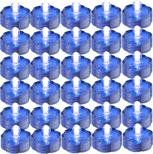 Miniatura 11 de Luces led muy brillantes, sumergibles, color té, para fiestas, bodas Azul