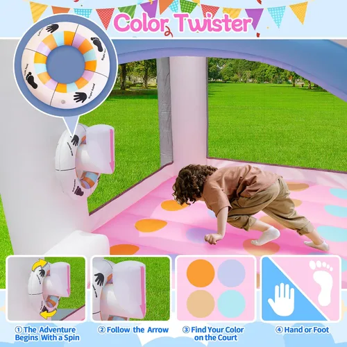 Miniatura 3 de Casa inflable de rebote para niños, castillo hinchable de 104 x 72 x 71 pulgadas para edades de 3 a 8 años, rebotador con tobogán, área de salto