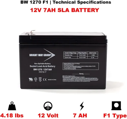 Miniatura 6 de Long Way LW-6FM6 - Batería compatible con SLA, 12V 7Ah F1 BW1270-F1