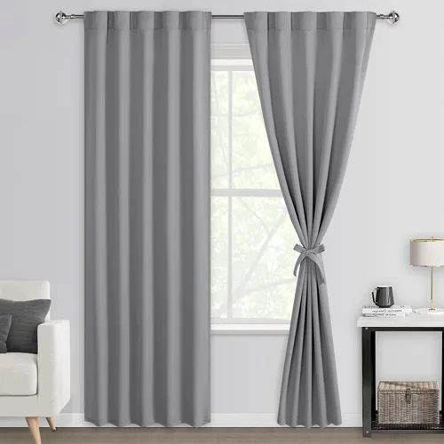 Miniatura 47 de DWCN Cortinas opacas con pestaña trasera para ventana - Cortinas opacas con bolsillo para barra para oscurecer la habitación para dormitorio/sala