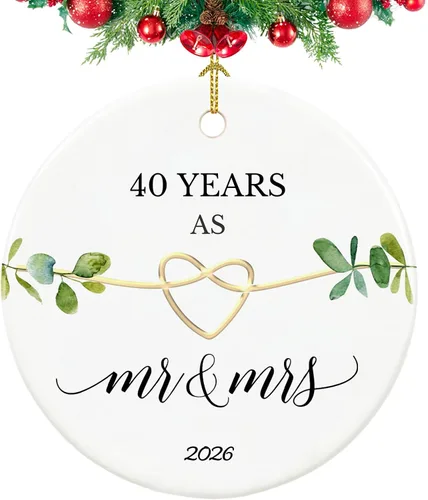 Miniatura 11 de Adorno de 50 aniversario, regalos para aniversario de boda de 50 años, regalos de boda 50 para padres, parejas, 2.9 pulgadas, cerámica de 50 años