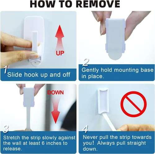 Miniatura 6 de Ganchos de pared resistentes grandes 6 piezas con 12 tiras adhesivas, gancho de pared removible para colgar, ganchos para colgar abrigos sin daños
