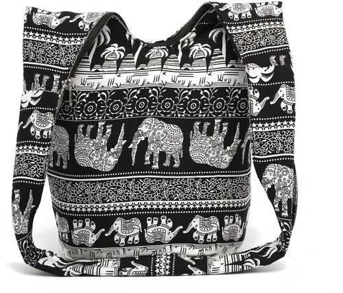 Miniatura 22 de KARRESLY - Bolso bandolera de algodón bohemio, estilo hippie, hecho a mano