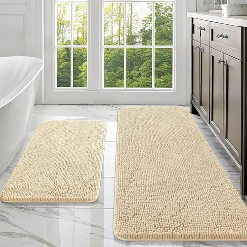 Miniatura 111 de OLANLY Juego de alfombras de baño de 2 piezas, alfombras de baño de chenilla suave y absorbente y alfombra de contorno en forma de U para inodoro