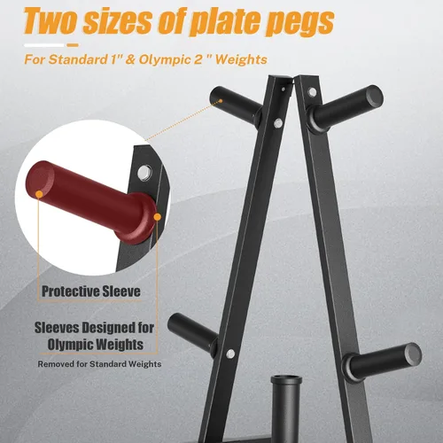 Miniatura 4 de Bongkim - Estante para placas de peso, árbol de pesas y soporte de pesas para platos, soporte de peso para discos de peso olímpicos de 2 pulgadas