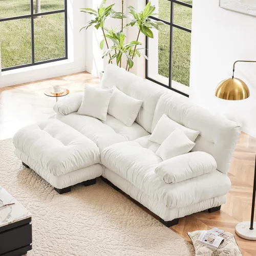 Miniatura 69 de Otomana beige para sofá modular modular, sofá individual, asiento otomano para sofá modular convertible, sofás de terciopelo para sala de estar