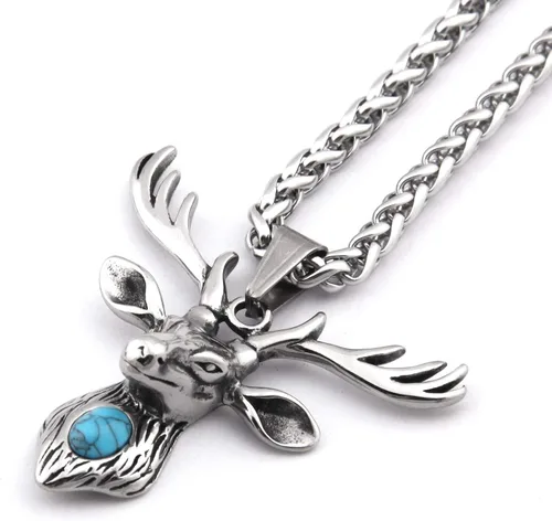 Miniatura 2 de BaviPower Collar de acero inoxidable con colgante de oso de jabalí, lobo vikingo, ciervo, oso, jabalí, león, tigre y león, protección potente