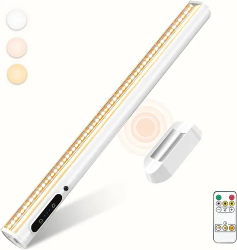 Barra de luz LED magnética recargable con control remoto, iluminación inalámbrica debajo del gabinete, luces de pared alimentadas por batería,