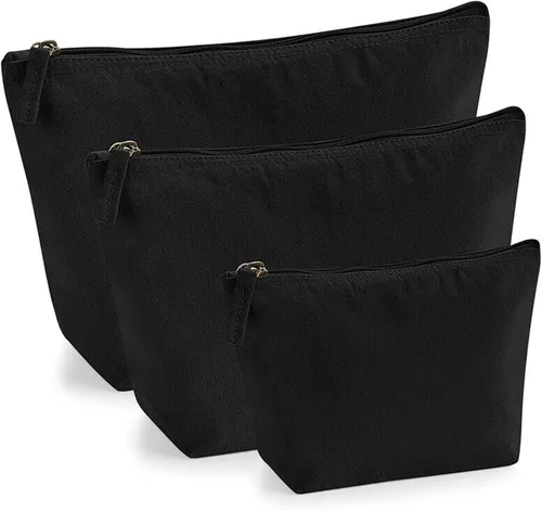 Miniatura 4 de Bolsa de accesorios de maquillaje con iniciales de nombre escritas a mano personalizadas en color negro con purpurina o textura de flocado