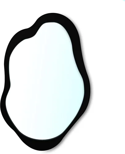 Miniatura 5 de Espejo de pared irregular de 42 x 28 pulgadas, espejo de pared con marco negro de madera, espejo de pared asimétrico ondulado para sala de estar